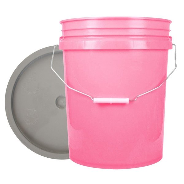 World Enterprises Bucket, 12 in H, Pink and Gray 5PNK,345GRY